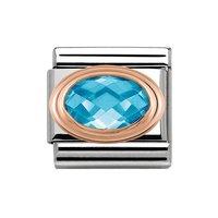nomination 9ct rose gold composable classic light blue faceted cubic z ...
