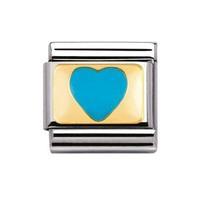 Nomination Composable Classic 18ct Gold and Blue Enamel Heart Charm