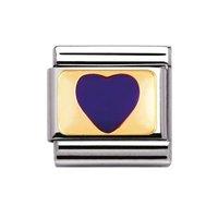 Nomination Composable Classic 18ct Gold and Purple Enamel Heart Charm
