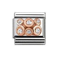 Nomination 9ct Rose Gold Composable Classic White Cubic Zirconia Grappolo Charm
