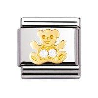 Nomination Gold Composable Classic White CZ Bear Charm