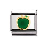 Nomination Composable Classic 18ct Gold and Green Enamel Apple Charm