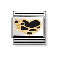 Nomination Composable Classic 18ct Gold and Black Enamel Laced Heart Charm