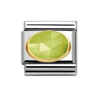 nomination composable classic gold and light green jade faceted charm