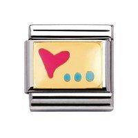 Nomination Gold Composable Classic Pink Heart With Blue Dots Charm