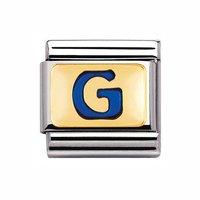 nomination composable classic blue letter g gold charm