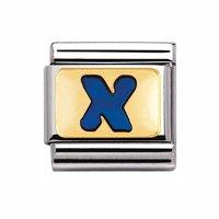 nomination composable classic blue letter x gold charm