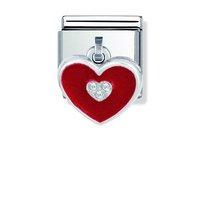 Nomination Composable Hanging Cubic Zirconia and Red Heart Charm