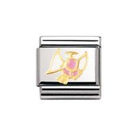 Nomination Composable Classic Pink and White Enamel Flying Angel Charm