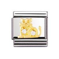 Nomination Composable Classic Gold and Cubic Zirconia White Cat Charm