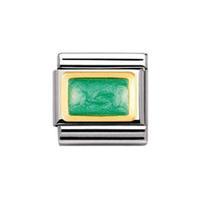 Nomination Composable Classic Gold and Enamel Green Glitter Rectangle Charm