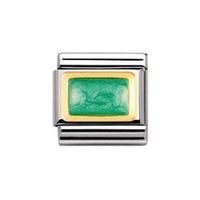 nomination composable classic gold and enamel green glitter rectangle  ...