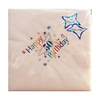 Npk 15 White Printed Napkins - 50th Birthday Multi Foil