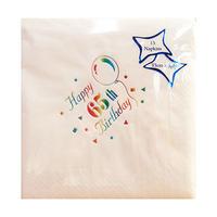 Npk 15 White Printed Napkins - 65th Birthday Multi Foil