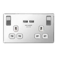 Npc22uw Polished Chrome 13a 2 Gang Switched Socket