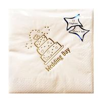 Npk 15 White Printed Napkins - Wedding Day Gold Foil