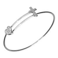 NSPCC Silver Cubic Zirconia Heart and Cross Slide Bangle