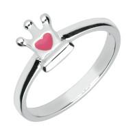 NSPCC Silver Enamel Small Heart Crown Ring