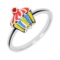 NSPCC Silver Enamel Multicolour Cupcake Ring