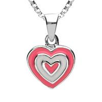 NSPCC Silver Enamel Pink and White Layered Heart Necklace