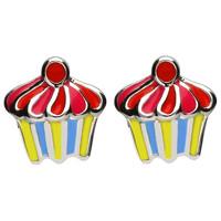 NSPCC Silver Enamel Multicolour Cupcake Stud Earrings