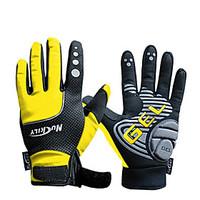 NUCKILY Waterproof Windproof Slide-Proof Thermal Yellow Cycling Gloves