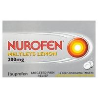 nurofen meltlets lemon 200mg self dissolving tablets 12s