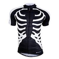 Nuckily Men\'s Short Sleeve Bike Tops Quick Dry Front Zipper Wearable Breathable 100% Polyester Skulls Spring Summer Cycling/BikeWhite