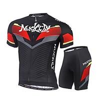 NUCKILY Cycling Jersey with Shorts Men\'s Short Sleeve BikeBreathable Quick Dry Ultraviolet Resistant Back Pocket 4D Pad Reflective