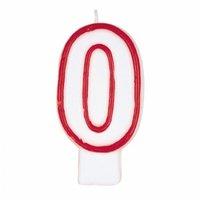 Number Candle: White/red - Zero