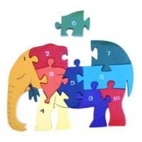 Number Elephant - Handcrafted Wooden Jigsaw (Includes storage bag)