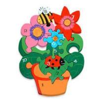 number flower pot handcrafted wooden puzzle with storage bag