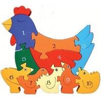 Numbers Hen - Handcrafted Wooden Jigsaw (Includes Storage Bag)