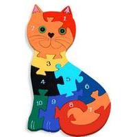 Number Cat - Handcrafted Wooden Puzzle with Storage Bag