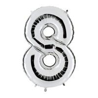 Number 8 Silver Helium Balloon