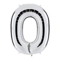 Number 0 Silver Helium Balloon