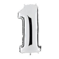 Number 1 Silver Helium Balloon
