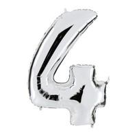 Number 4 Silver Helium Balloon