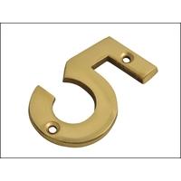 numeral no5 brass finish 75mm 3in