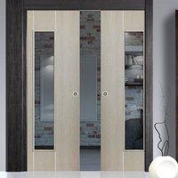 Nuance Viridis Double Pocket Doors - Clear Glass - Prefinished