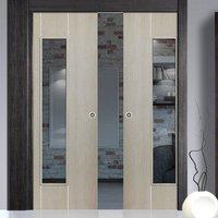 nuance viridis double pocket doors clear glass prefinished