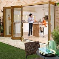 nuvu 6 door oak folding doors fully decorated widths are 14ft 16ft wid ...