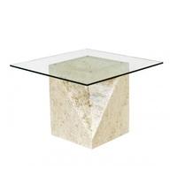 Numerati Glass End Table Square In Mactan Stone
