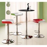 Nuvo Bar Table Round In Black Glass With Chrome Base