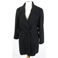 Nuage Size: 14 (37 bust) Midnight Black Smart/Stylish Wool & Cashmere Blend Tie Belt Wrap Around Fashion Coat