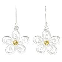 Number 39 Silver Flower Earrings D1030YGS