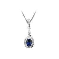 Number 39 Ladies Sterling Silver Blue and Clear Cubic Zirconia Necklace P5007BSCZ