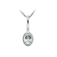 Number 39 Ladies Sterling Silver Green and Clear Cubic Zirconia Necklace P5054GAC