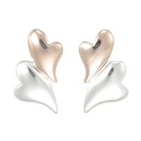 Number 39 Two Tone Double Heart Earrings S1035RG