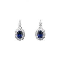 Number 39 Ladies Sterling Silver Blue Cubic Zirconia Dropper Earrings S5007BSCZ